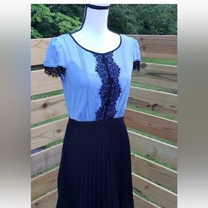 Max And Cleo Blue Lace Dress Pleated 6